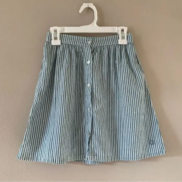 Tocoto Vintage Linen Blend Striped Skirt - Picture 2 of 8
